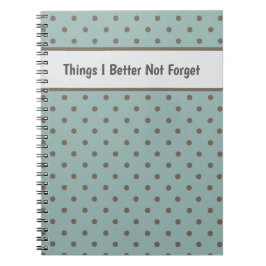 Stylish, Teal Background With Brown Polka Dot Anteckningsbok