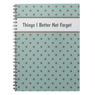 Stylish, Teal Background With Brown Polka Dot Anteckningsbok