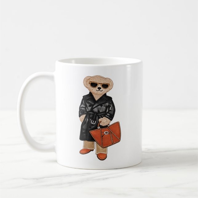 Stylish Teddy Bear Chic Trench Coat Bear Mug Kaffemugg (Vänster)