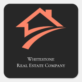 Stylish Unique Black Real Estate Agent Fyrkantigt Klistermärke