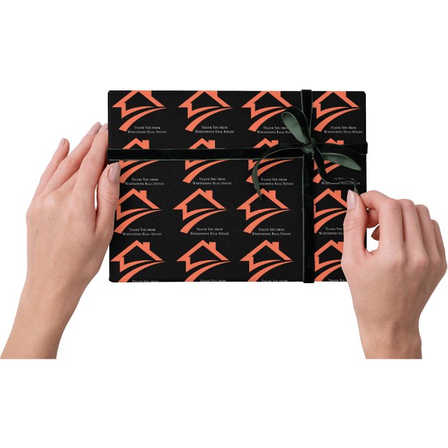 Stylish Unique Black Real Estate Agent Presentpapper (Stylish Unique Black Real Estate Agent Wrapping Paper)