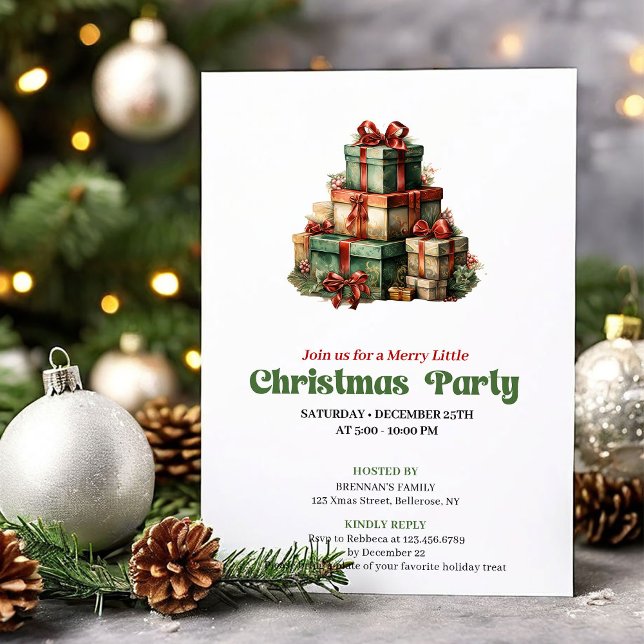 Stylish Victorian Christmas gifts party invite Inbjudningar (Stylish Victorian Christmas angel party invite

)