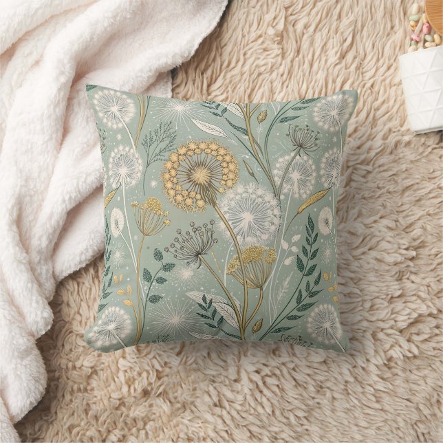 Stylish Vintage Botanical Dandelion Kudde (Filt)