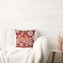 Stylish Vintage Floral Lace red and white Kudde