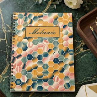 Stylish Vintage Geometric Hexagons Personalized Anteckningsbok