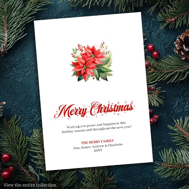 Stylish Watercolor Red Poinsettia Greeting Card Julkort (Stylish Watercolor Red Poinsettia Greeting Card

)