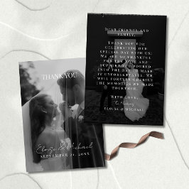 Stylish Wedding Photo Double-sided Thank You Tack Kort
