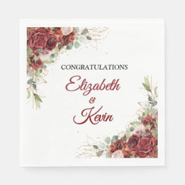 Stylish Wedding Red Rose Pappersservett