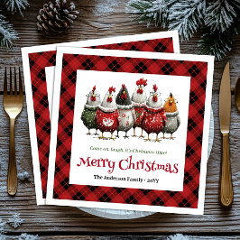 Stylish Whimsical Chickens Custom Name Minimalist Pappersservett