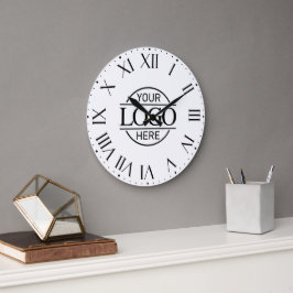 Stylish White Branded Company Business Logo Custom Stor Klocka