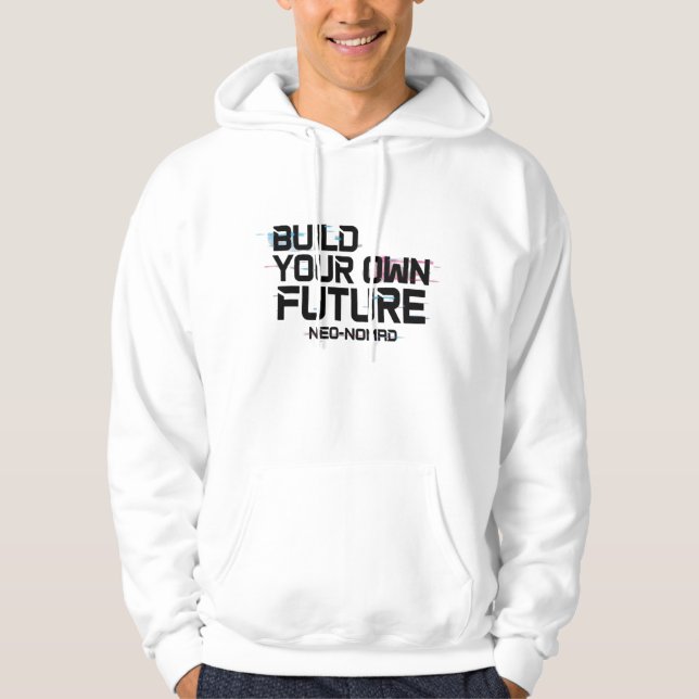 Stylish White Hoodie with Unique Graphic Print (Framsida)