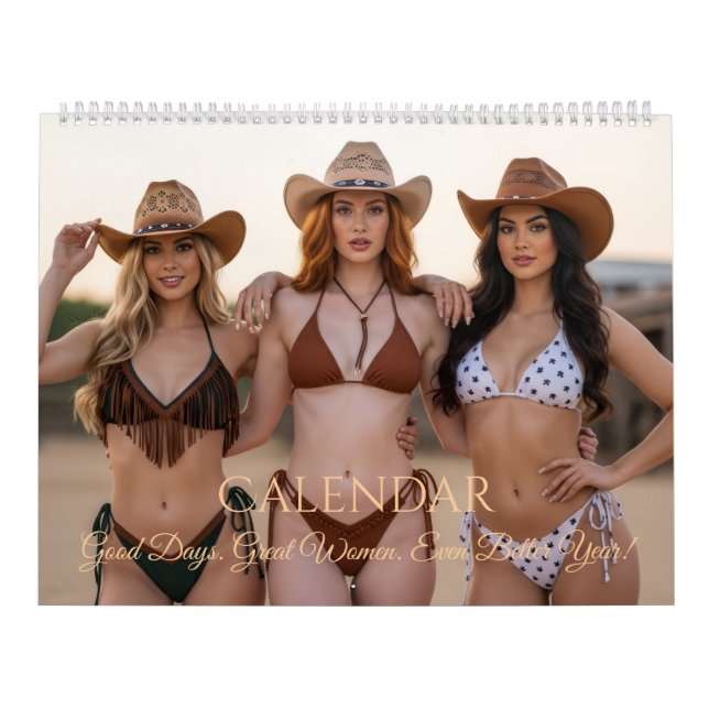 Stylish Women in Cowboy Hats & Western Scenes Kalender (Omslag)