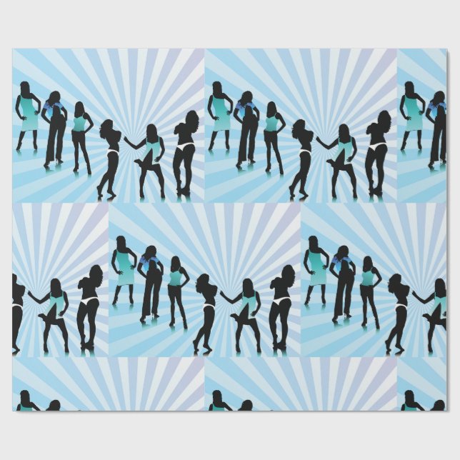 Stylish Women Silhouettes Teal Blue Fashion Presentpapper (Platt)
