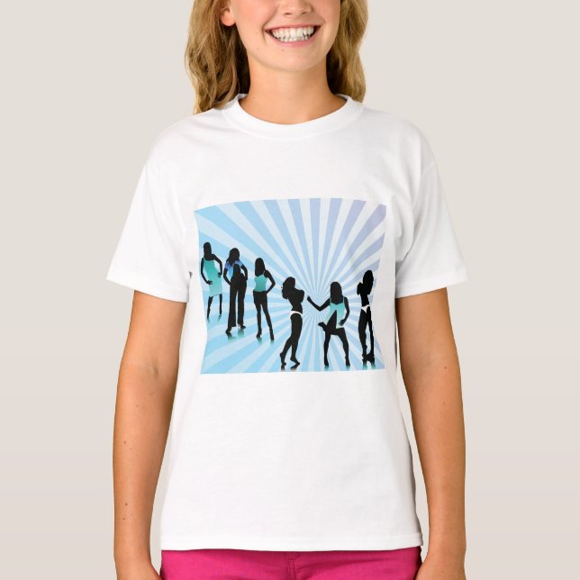 Stylish Women Silhouettes Teal Blue Fashion T Shirt (Framsida)