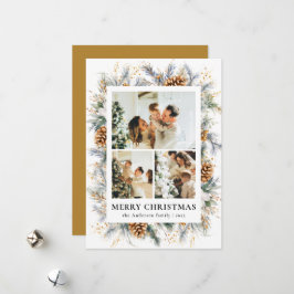 Stylish Yellow Botanical Photo Frame Christmas Julkort