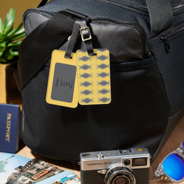 Stylish Yellow Luggage Tag Bagagebricka (Fram & Baksida)