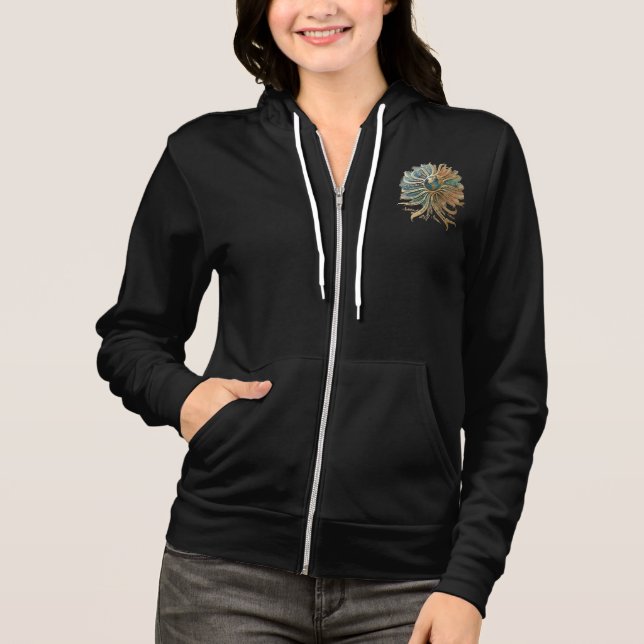 Stylish Zip-Up Hoodie with Custom Chest Design T Shirt (Framsida)