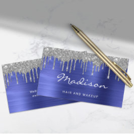 Stylist chic Blue Silver Glitter Drives Visitkort