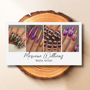 stylist chic nagelkonstnär 4 bilder collage minima visitkort