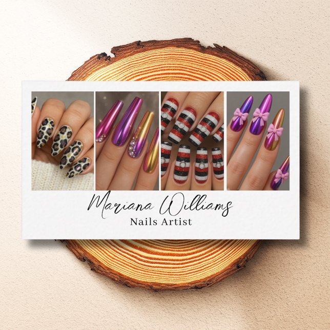 stylist chic nagelkonstnär 4 bilder collage minima visitkort (Skapare uppladdad)