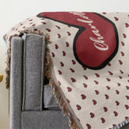 Stylist Cute Heart Mönster Monogram Personlig Filt