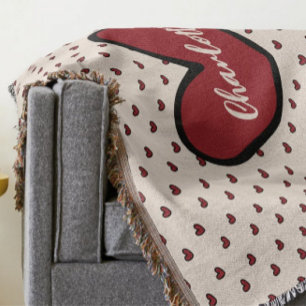 Stylist Cute Heart Mönster Monogram Personlig Filt