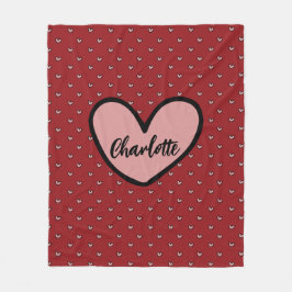 Stylist Cute Heart Mönster Monogram Personlig Fleecefilt