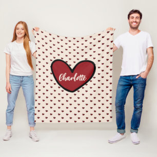 Stylist Cute Heart Mönster Monogram Personlig Fleecefilt