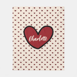 Stylist Cute Heart Mönster Monogram Personlig Fleecefilt