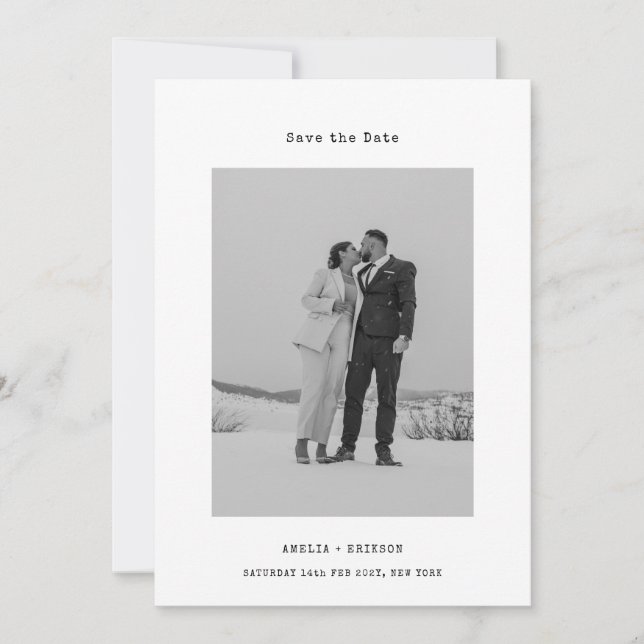 Stylist En Foto Skrivmaskin Minimalist Spara Datumet (Framsida)