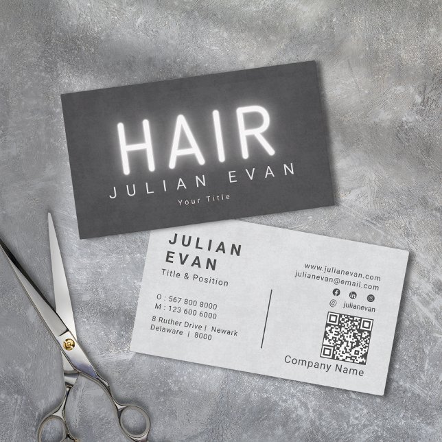 Stylist för elegant av enkel ljusstyrka visitkort (Elegant Simple Luminous Typography Hair Stylist Business Card)