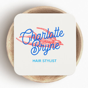 Stylist för tyst retro-hår Sväljer fyrkant Fyrkantigt Visitkort
