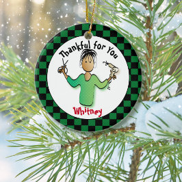 Stylist Gift Idea - Hairdresser Anpassningsbar Pre Julgransprydnad Keramik