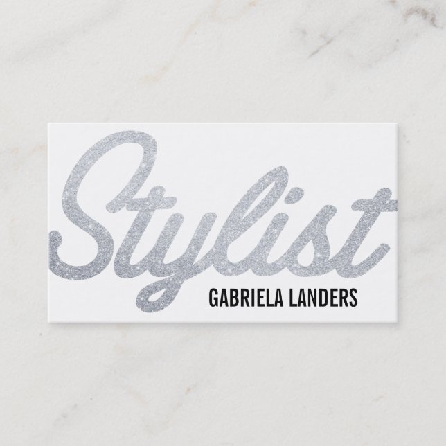 Stylist | Glitter-skript (avtalat kort) Tidsbeställning Kort (Framsida)