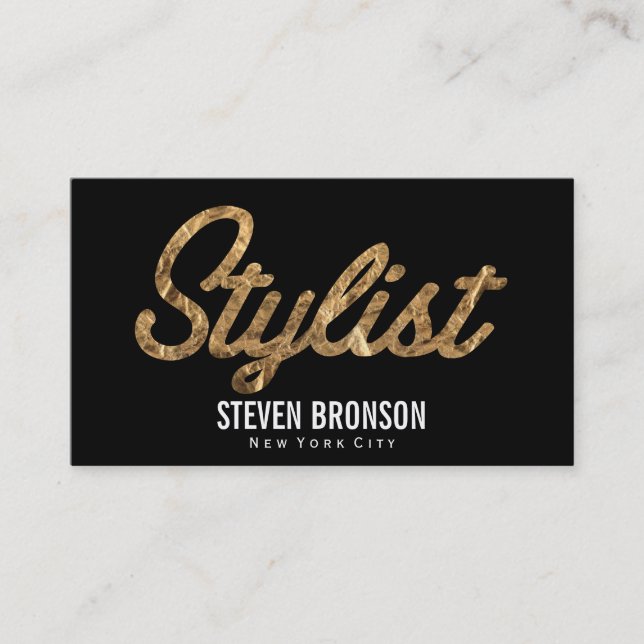 Stylist | Guld Script Visitkort (Framsida)