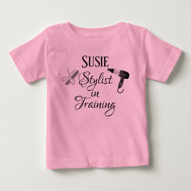 Stylist i Training Baby Romper Salon Beautician Tee Shirt (Framsida)
