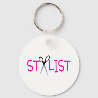 Stylist Rosa med sax Nyckelring
