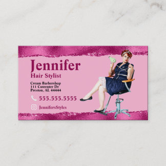 Stylist Rosa Photo Affärskort med QR-kod Visitkort