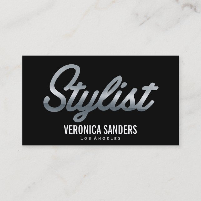 Stylist | Silver Script Visitkort (Framsida)