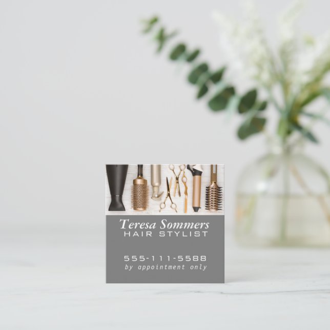 Stylist Verktyg Modern Fyrkantigt Visitkort (Stående Fram)