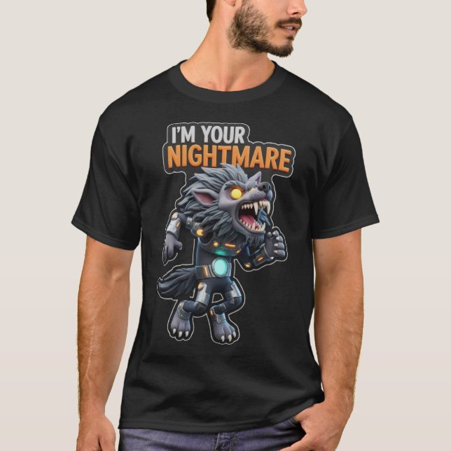 Stylized armored werewolf with fierce expression a t shirt (Framsida)