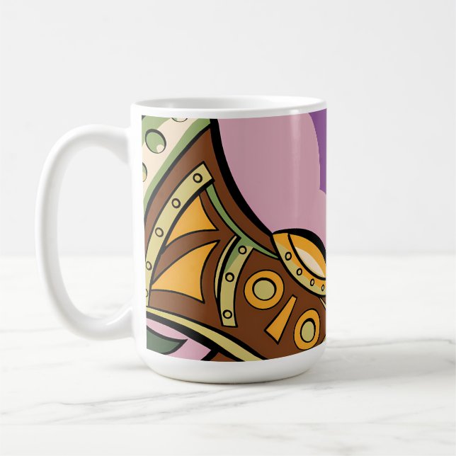 Stylized Axe and Flower Design Kaffemugg (Vänster)