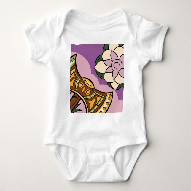 Stylized Axe and Flower Design T Shirt (Framsida)