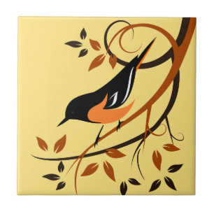 Stylized Baltimore Oriole konst belägger med tegel Kakelplatta