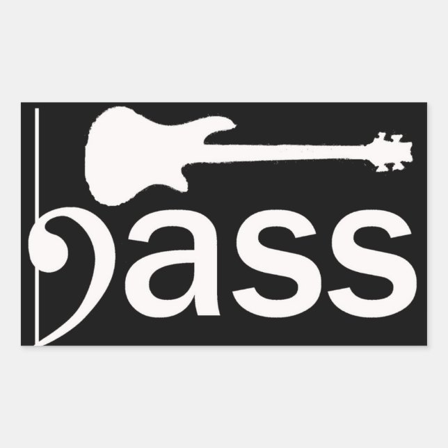 Stylized Bass Guitar Sticker Rektangulärt Klistermärke (Framsida)