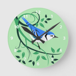 Stylized Bird Art Blue Jay Fyrkantig Klocka