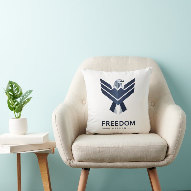 Stylized Blue Eagle "Freedom Within" Kudde (Stol)