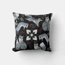 Stylized blue foxes with intricate floral designs
