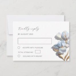 Stylized Blue Gold Lily Bas Relief Flower OSA Kort