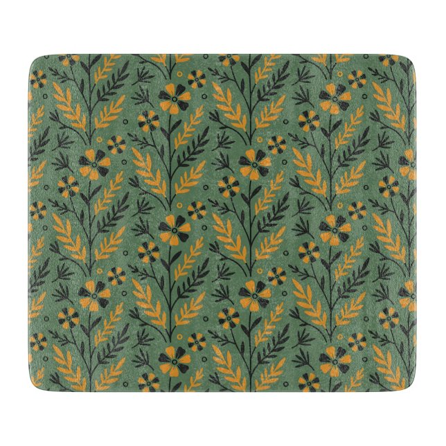 Stylized botanical orange and black floral pattern (Framsidan)